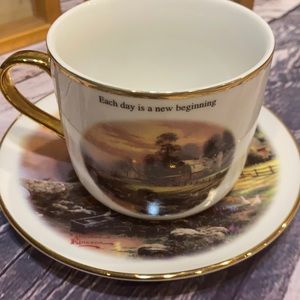 Thomas Kinkade “Sunset at Riverbend Farm Teacup and plate collectible